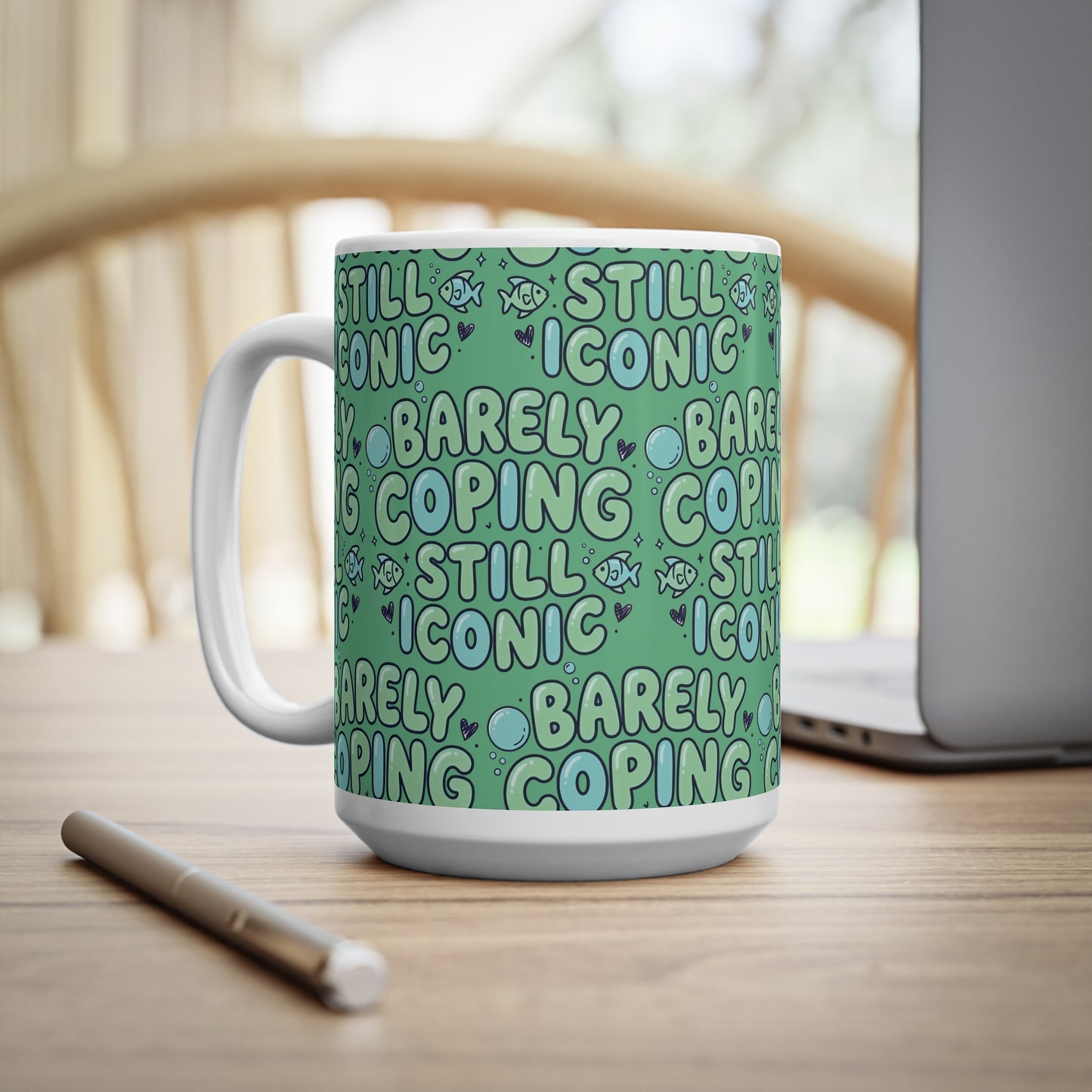 Still Iconic Barely Coping Patterned Ceramic Mug