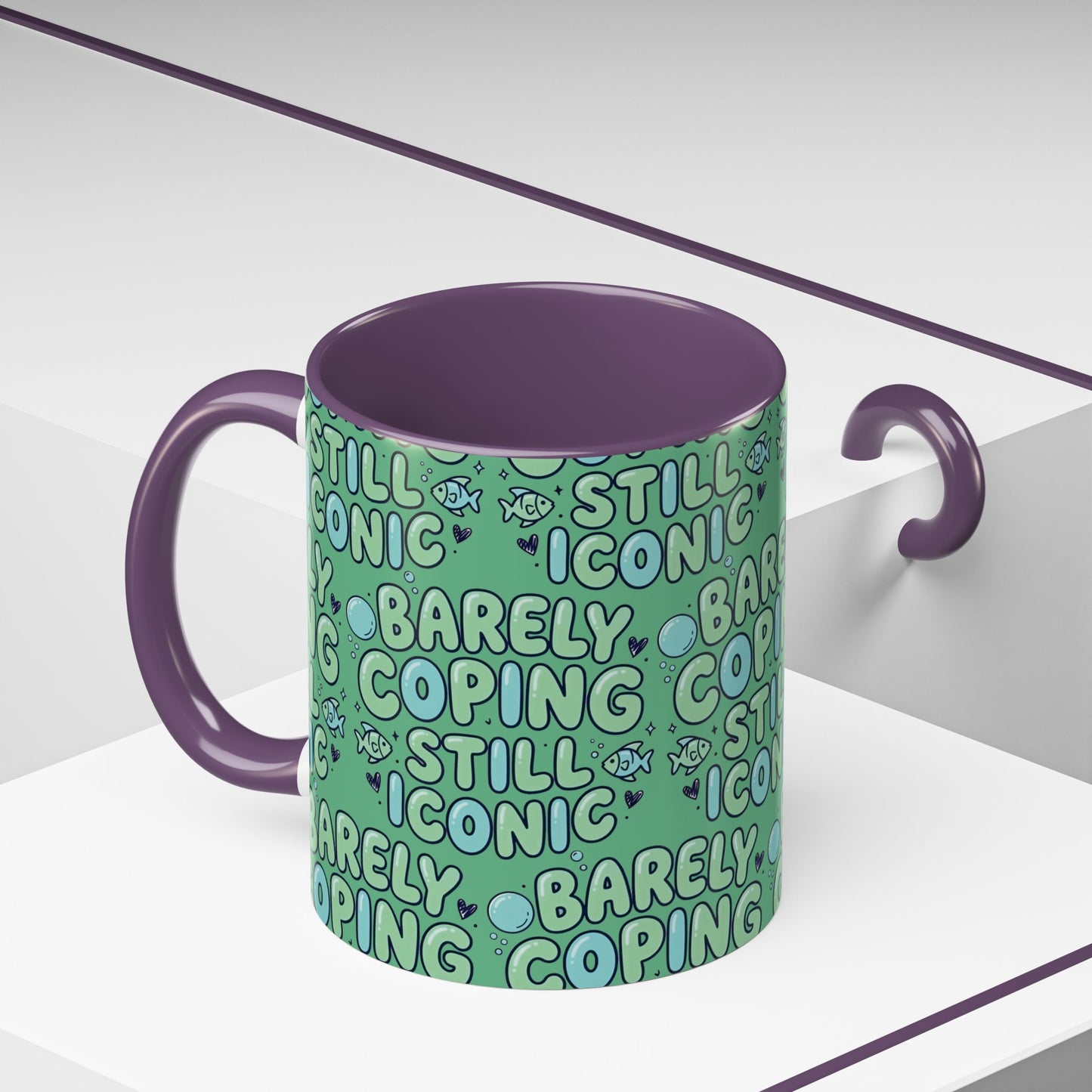 Barely Coping Still Iconic Patterned Ceramic Accent Mug