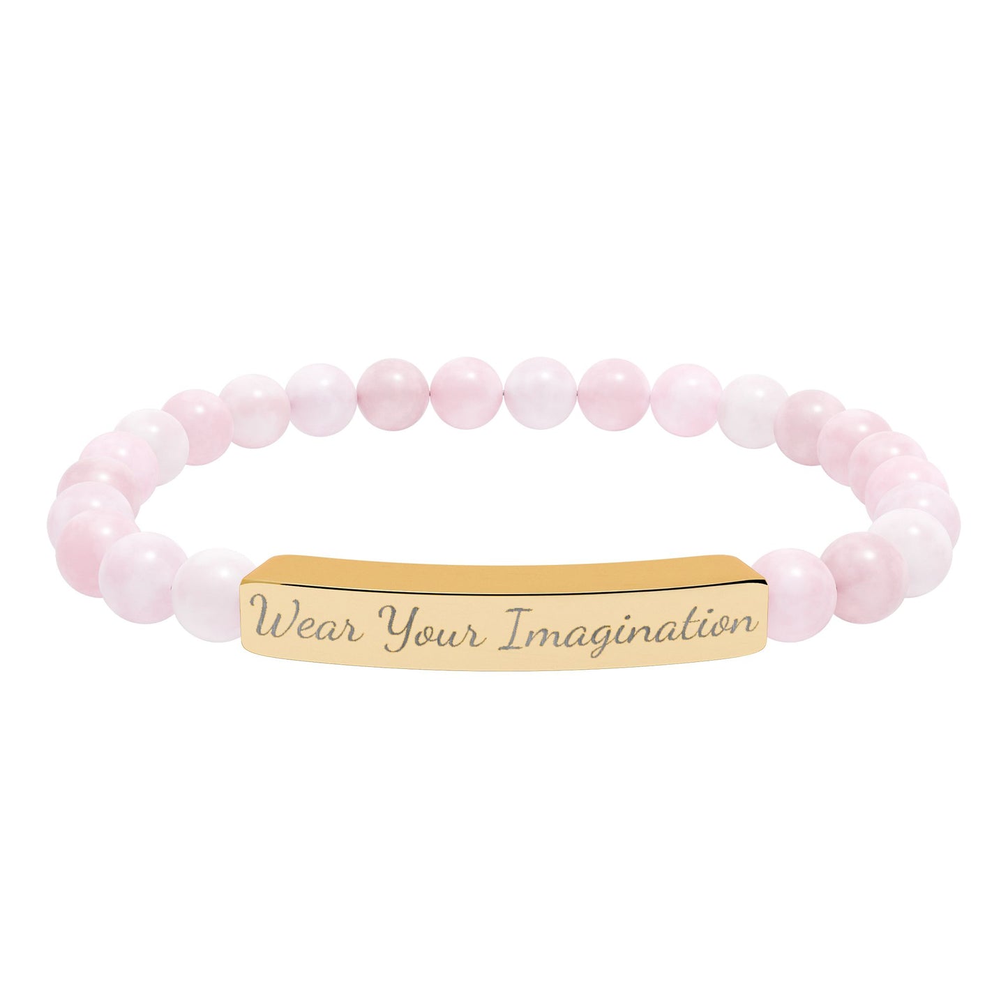 Natural Stone Stretch Bar Bracelet (Engraving)