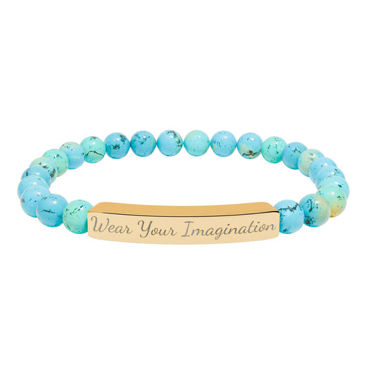 Natural Stone Stretch Bar Bracelet (Engraving)