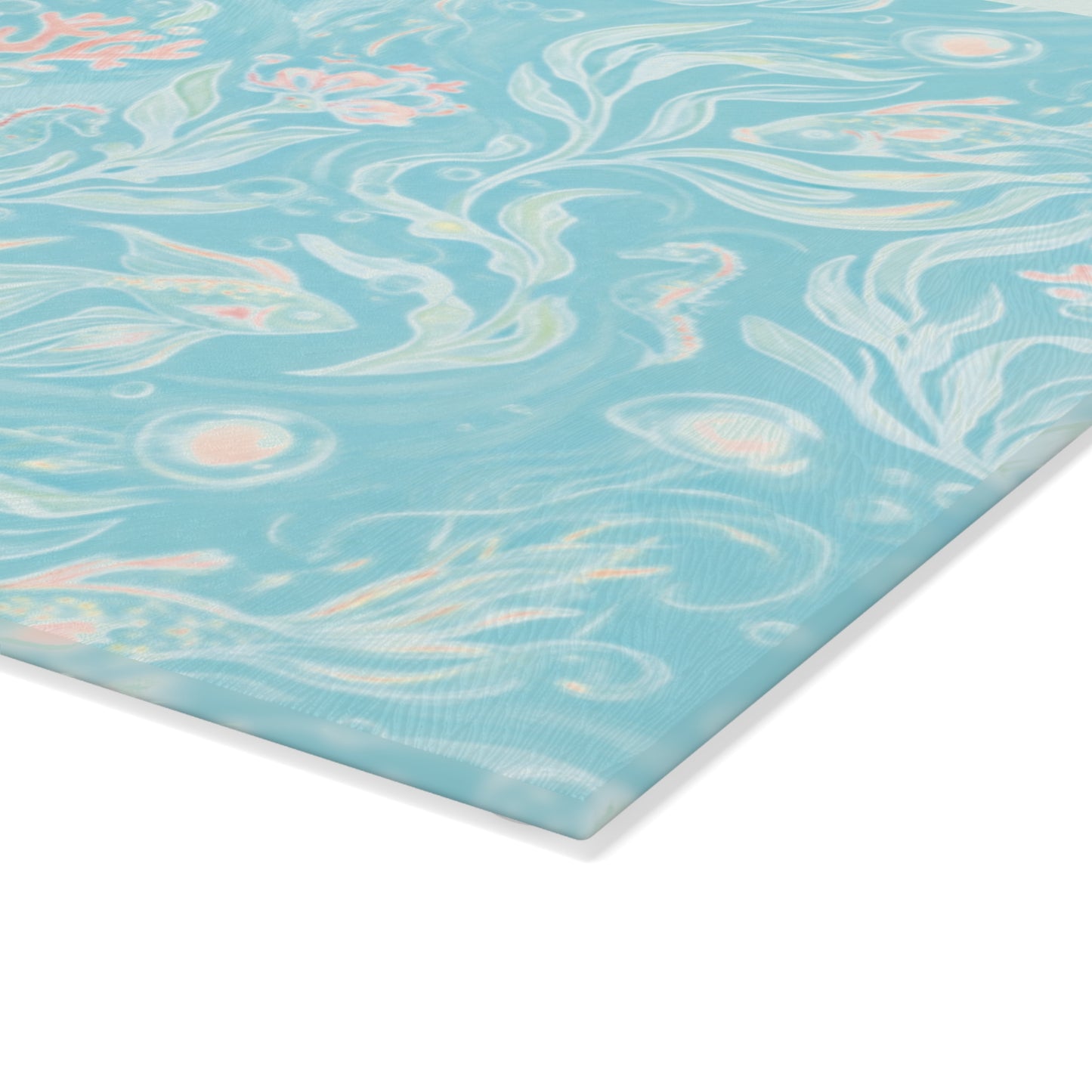 Seafoam Floral Glass Cutting Board