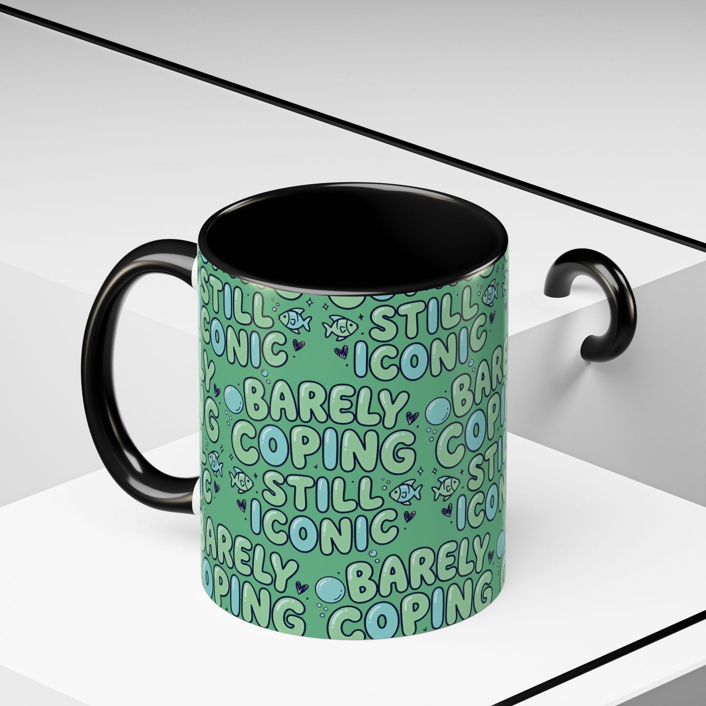 Barely Coping Still Iconic Patterned Ceramic Accent Mug