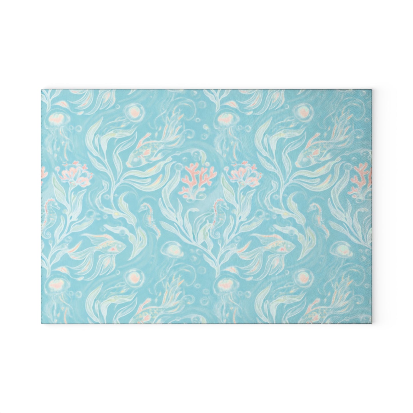 Seafoam Floral Glass Cutting Board