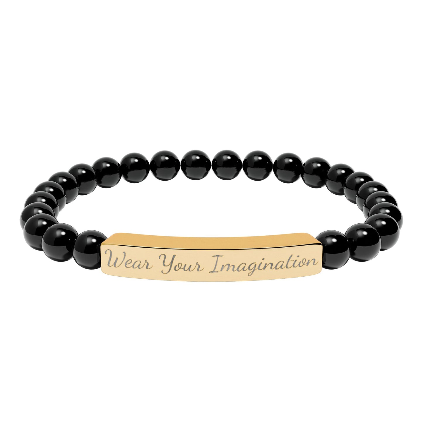 Natural Stone Stretch Bar Bracelet (Engraving)