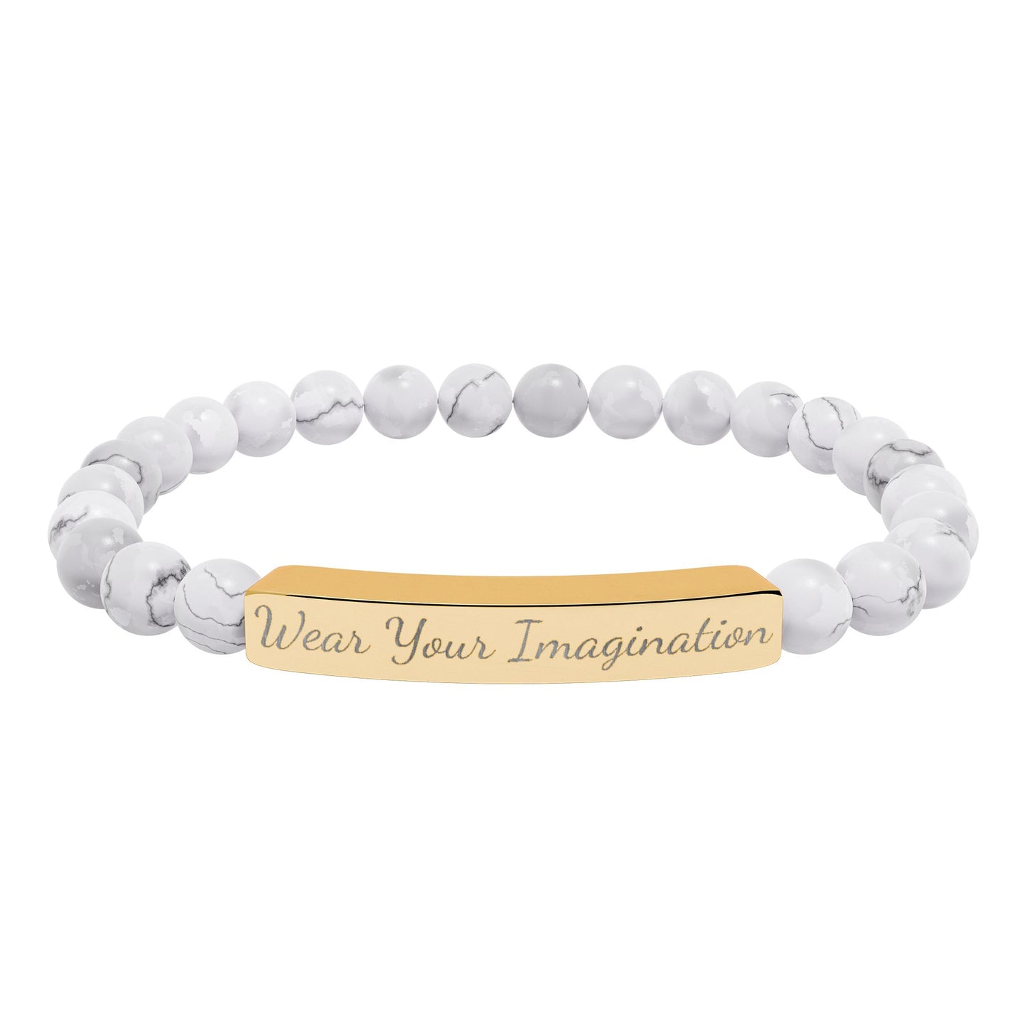 Natural Stone Stretch Bar Bracelet (Engraving)