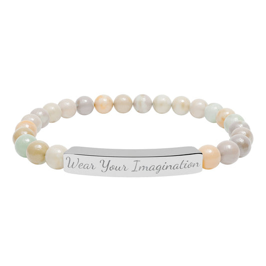 Natural Stone Stretch Bar Bracelet (Engraving)