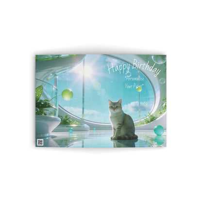 Cute Aero Kitty Birthday Greeting Card (Personalizable)