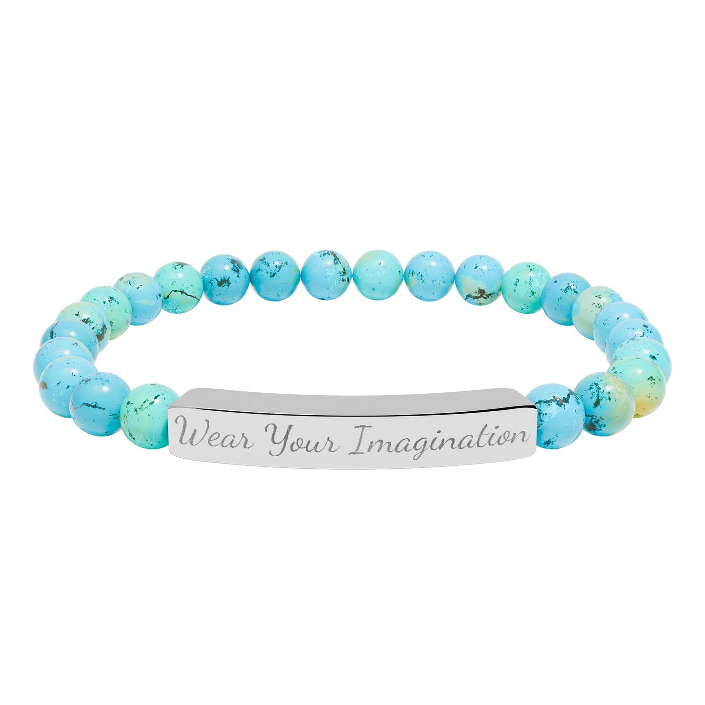Natural Stone Stretch Bar Bracelet (Engraving)