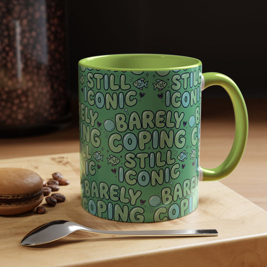 Barely Coping Still Iconic Patterned Ceramic Accent Mug