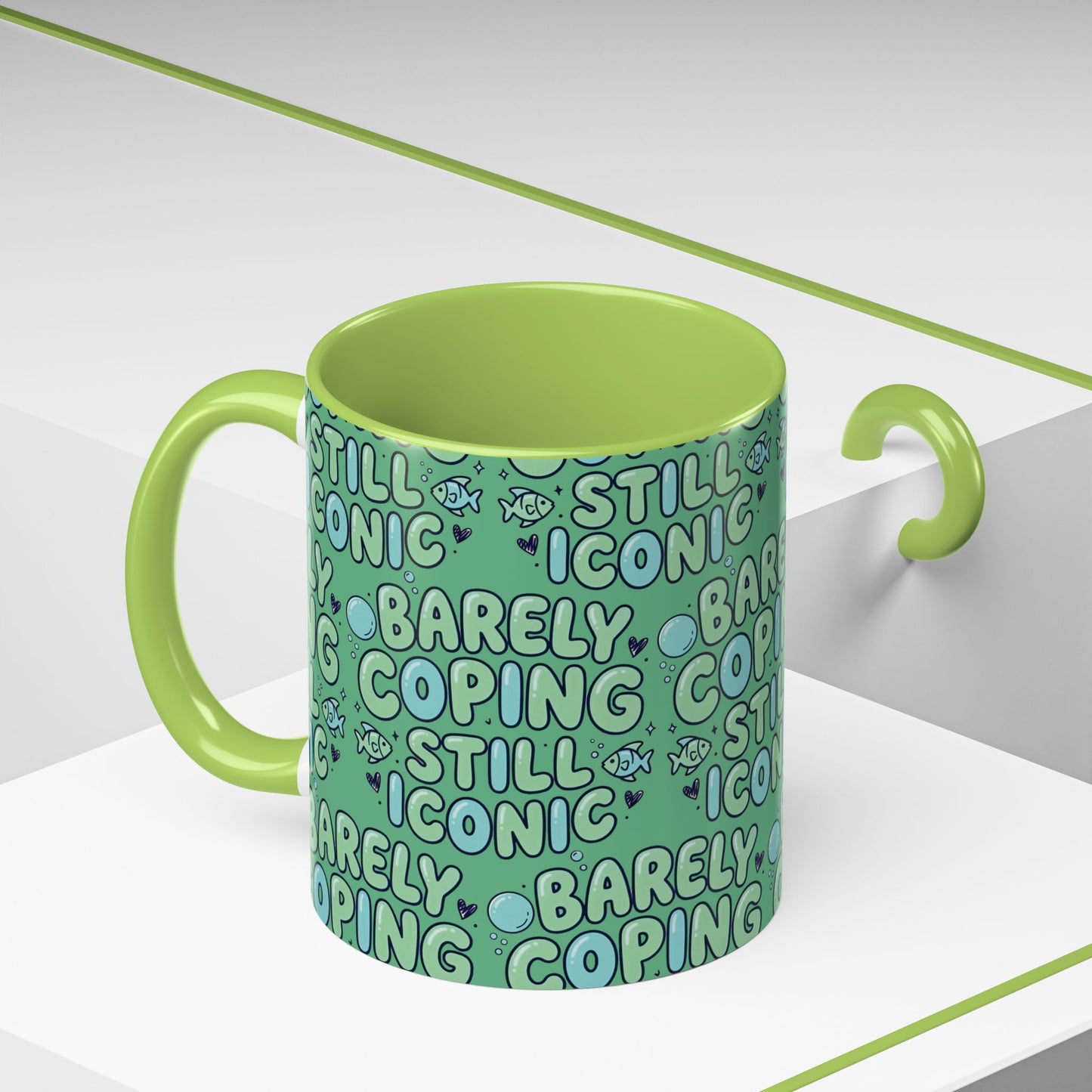 Barely Coping Still Iconic Patterned Ceramic Accent Mug
