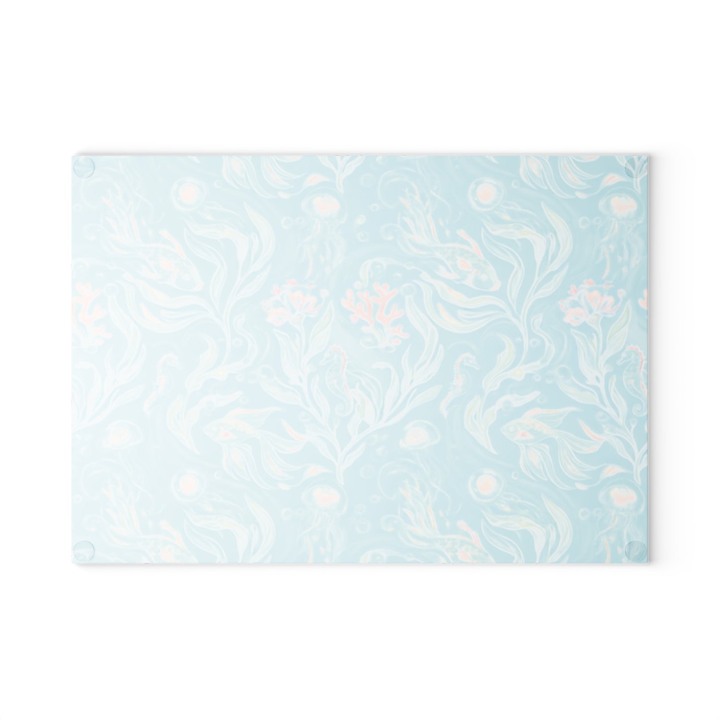 Seafoam Floral Glass Cutting Board