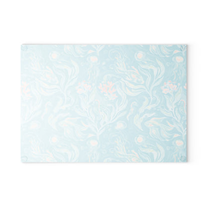 Seafoam Floral Glass Cutting Board