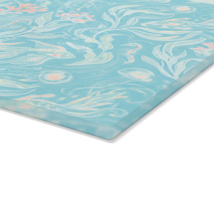 Seafoam Floral Glass Cutting Board