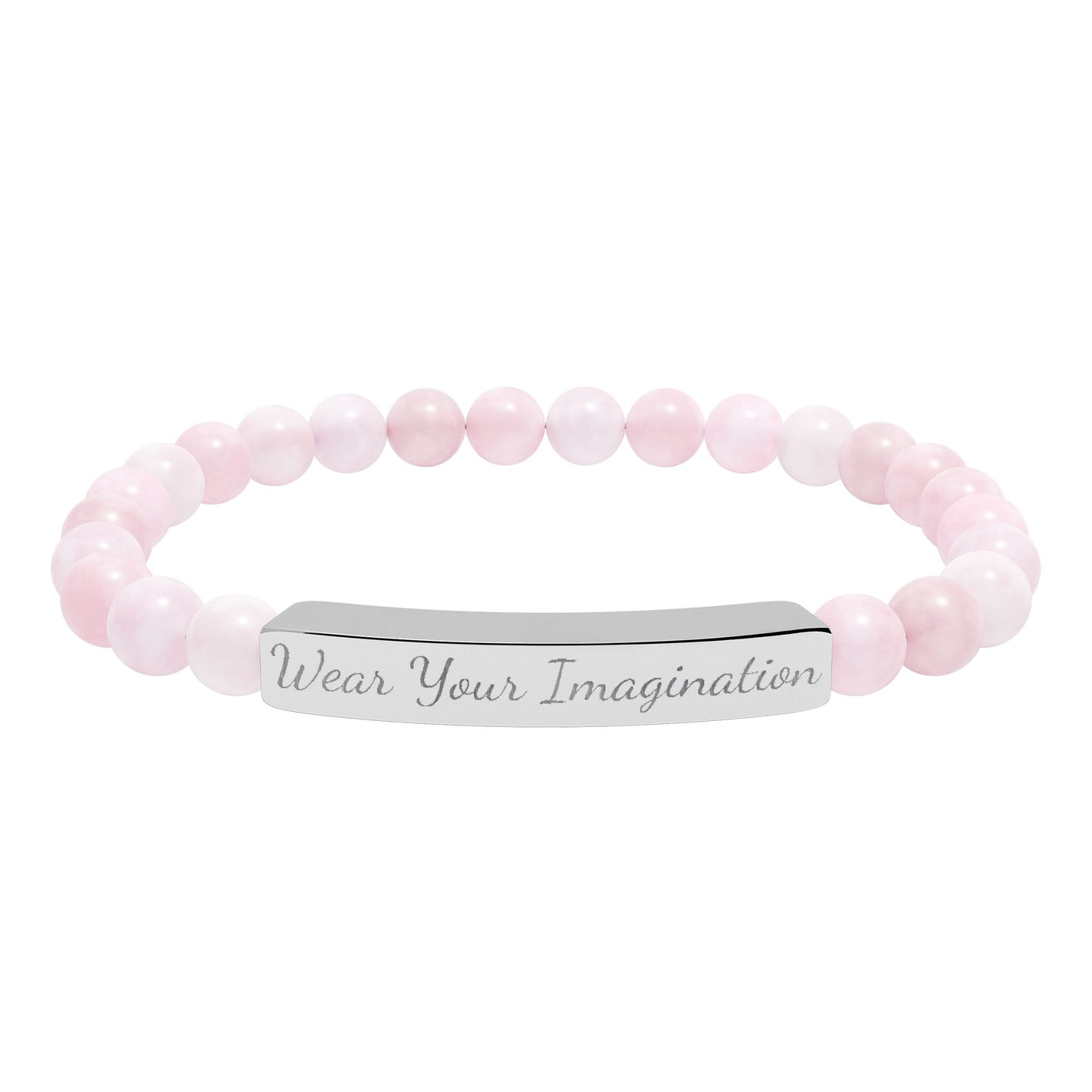 Natural Stone Stretch Bar Bracelet (Engraving)