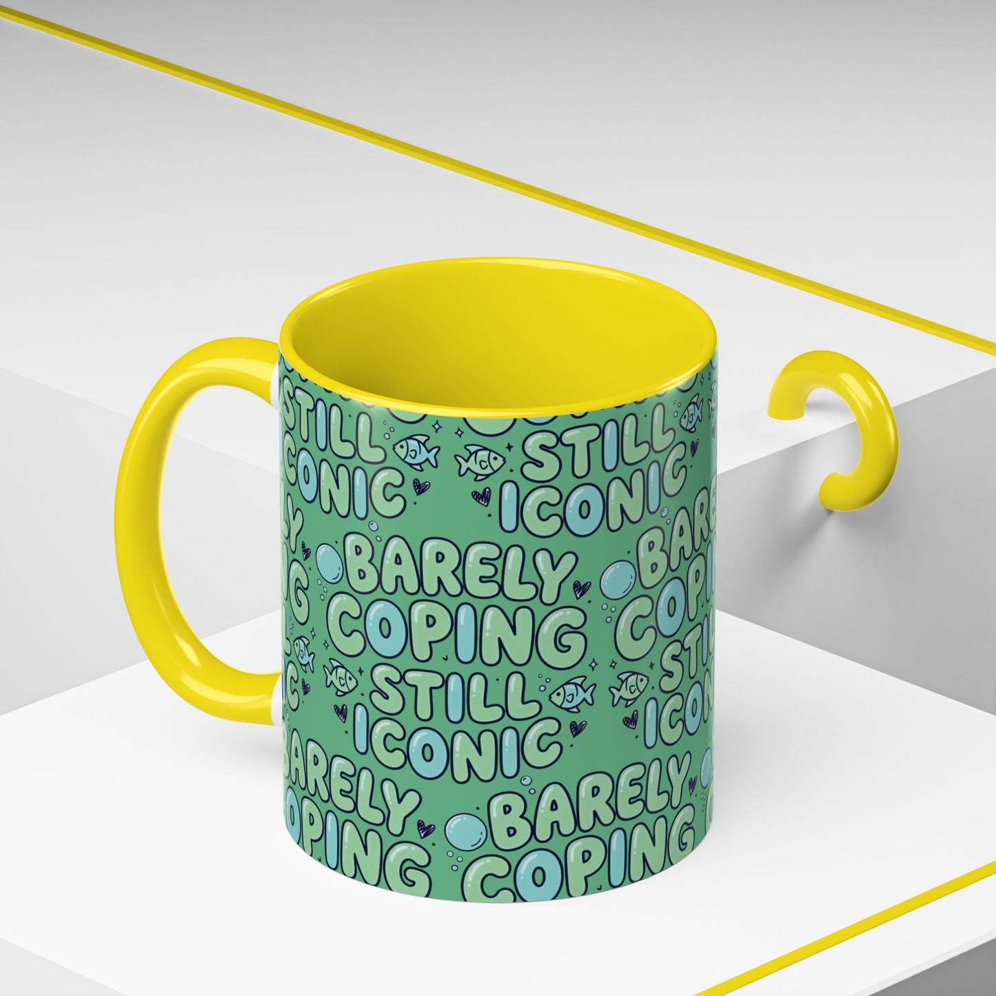 Barely Coping Still Iconic Patterned Ceramic Accent Mug