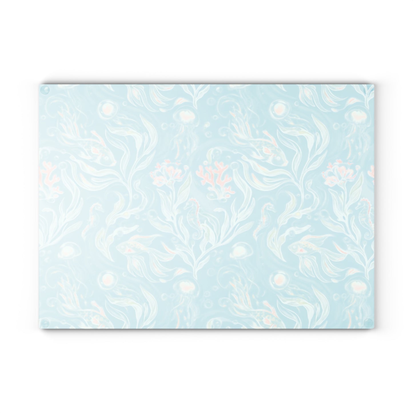 Seafoam Floral Glass Cutting Board