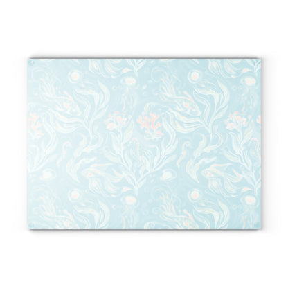 Seafoam Floral Glass Cutting Board
