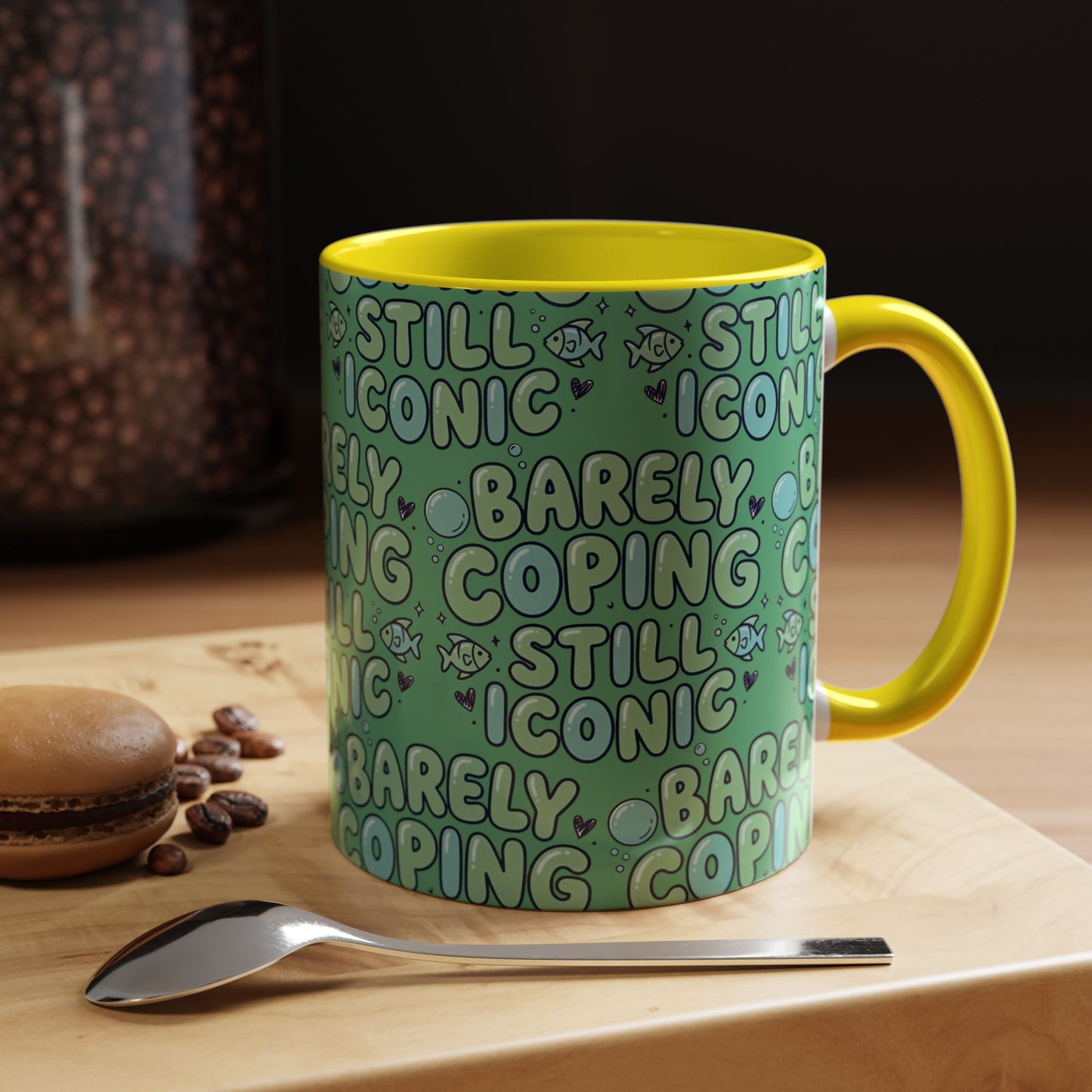 Barely Coping Still Iconic Patterned Ceramic Accent Mug