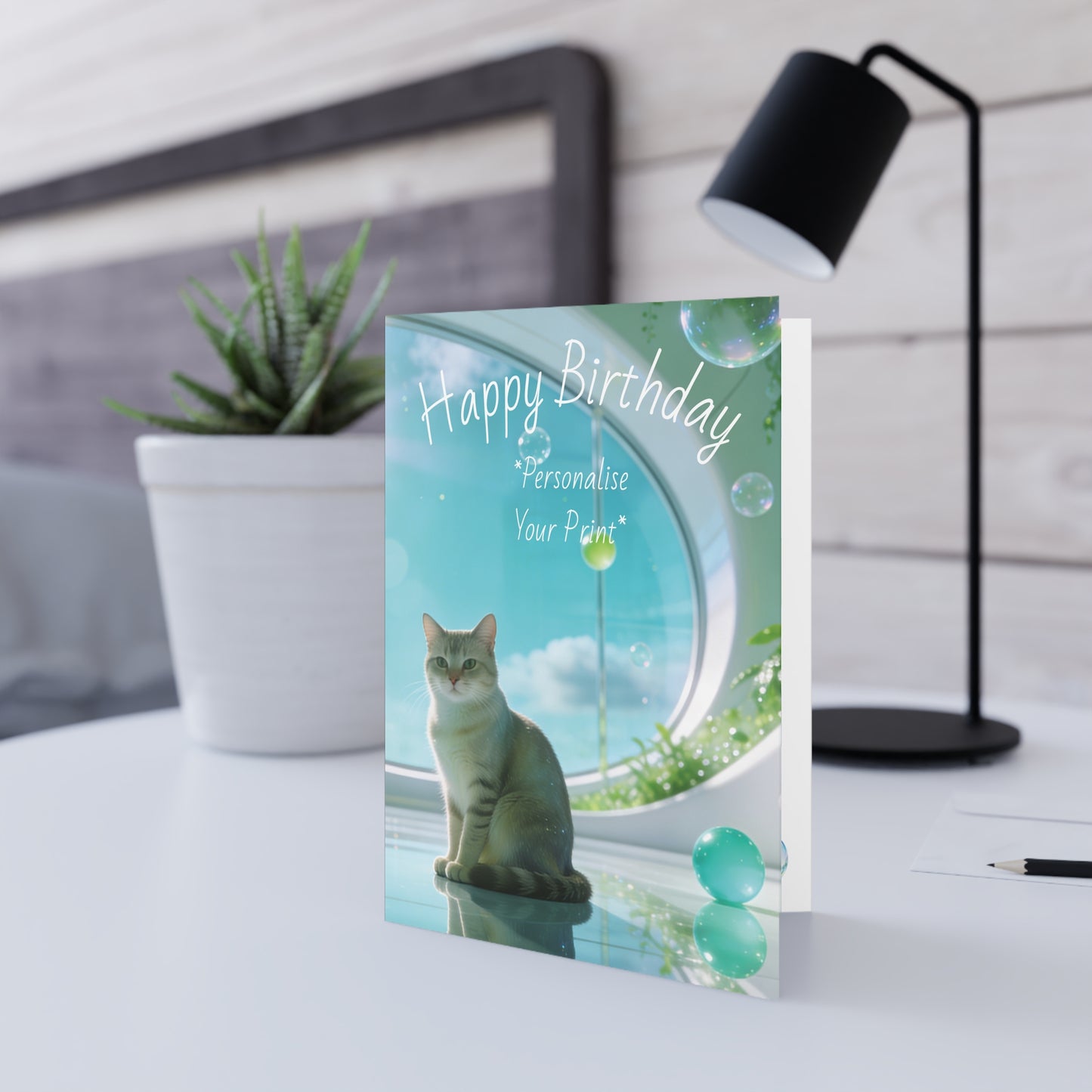 Cute Aero Kitty Birthday Greeting Card (Personalizable)