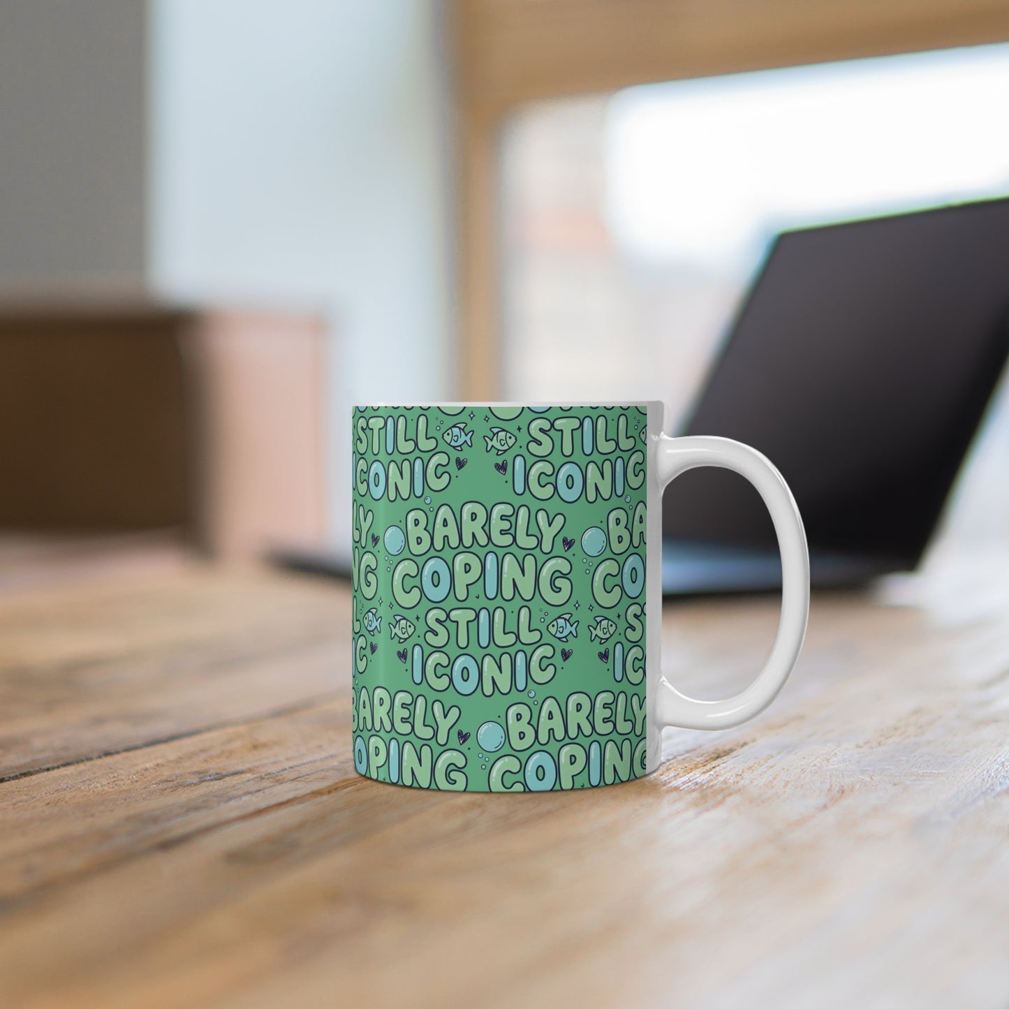 Still Iconic Barely Coping Patterned Ceramic Mug