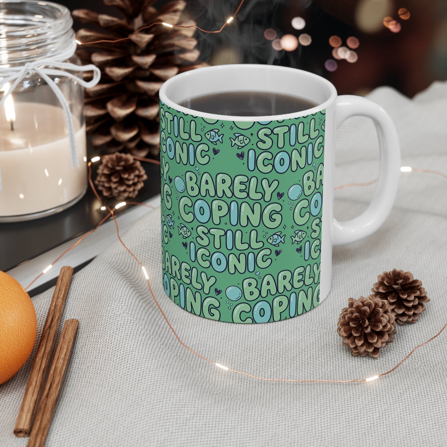 Still Iconic Barely Coping Patterned Ceramic Mug