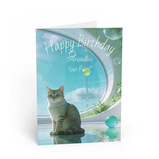 Cute Aero Kitty Birthday Greeting Card (Personalizable)